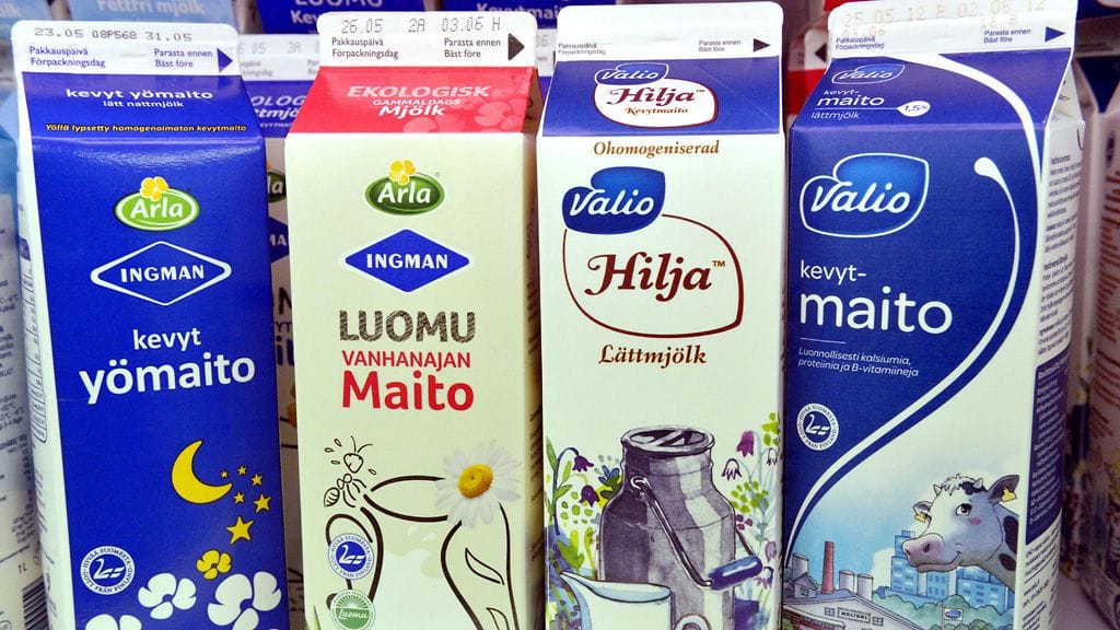 Kuvituskuva maitopurkeista.