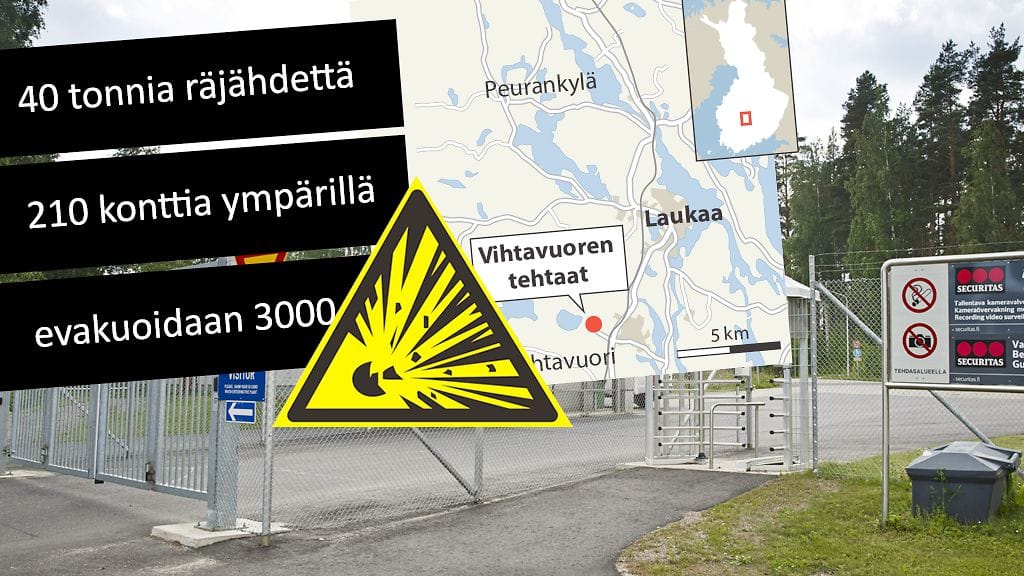 Vihtavuoren räjähdetehtaalla oli suuronnettomuusvaara heinäkuussa.