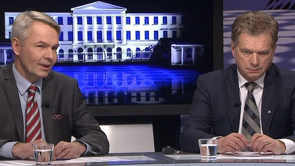 Pekka Haavisto ja Sauli Niinistö presidenttitentissä.