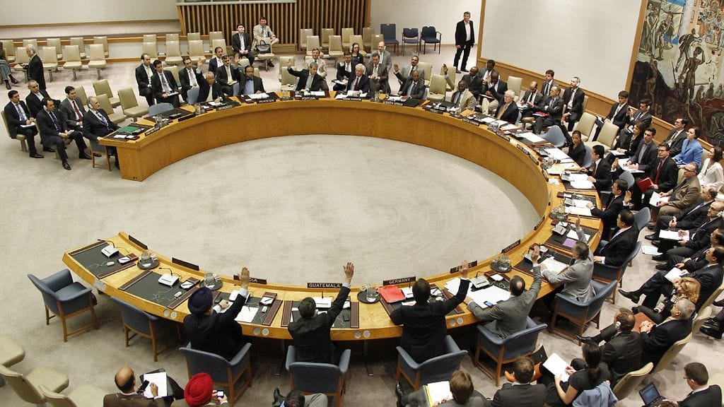 YK:n turvallisuusneuvosto kokouksessa 21.4.2014.