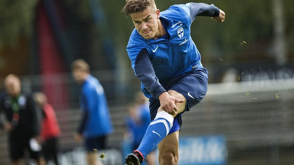 Eero Markkanen Huuhkajien harjoituksissa (arkistokuva)