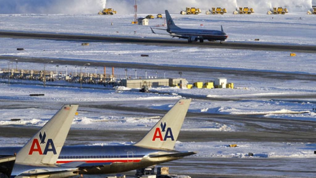 American Airlinesin koneita Chigacon lentokentällä. Kuva: EPA