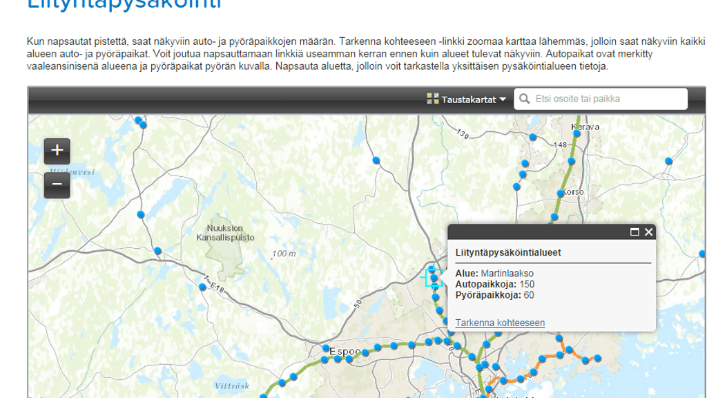 Liityntäparkkikartta