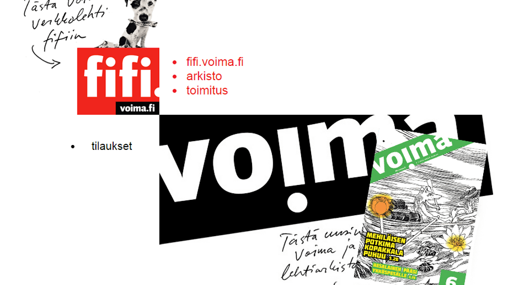 Kuvakaappaus Voima-lehden nettisivuista.