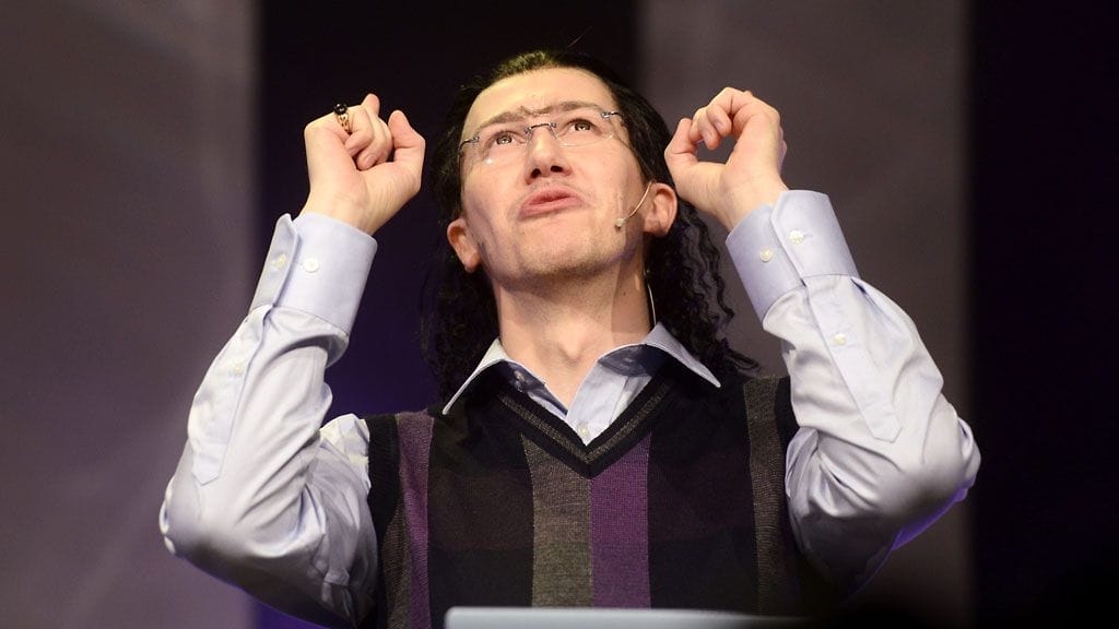 MTV3:n suositun Putous-ohjelman sketsihahmokisan osallistuja Karim Z. Yskowicz (Jussi Vatanen) ohjelman suorassa lähetyksessä Helsingissä lauantaina 12.1.2013.