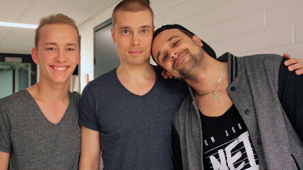 Salatut elämät -näyttelijät Emil Hallberg (vas.), Tero Tiittanen ja Mikko Parikka.
