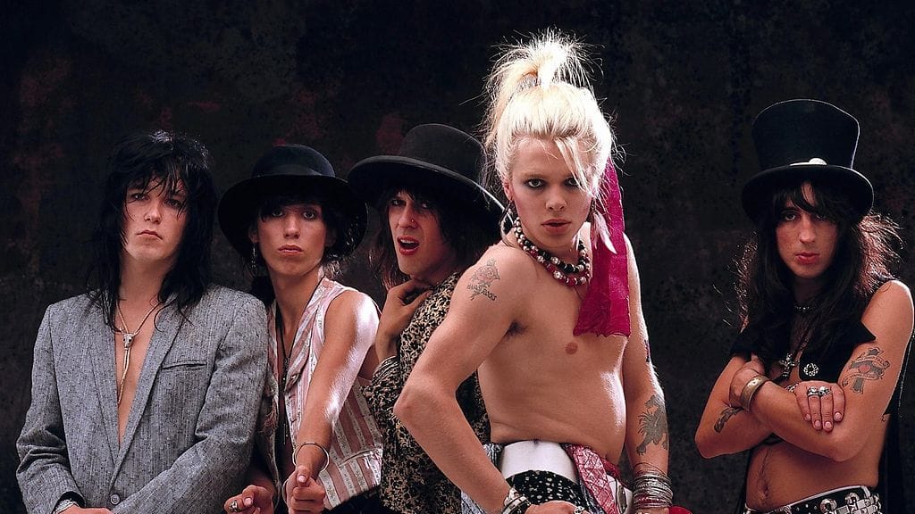 Hanoi Rocks vuonna 1980. Nasty Suicide, Sam Yaffa, Andy McCoy, Mike Monroe ja Razzle.