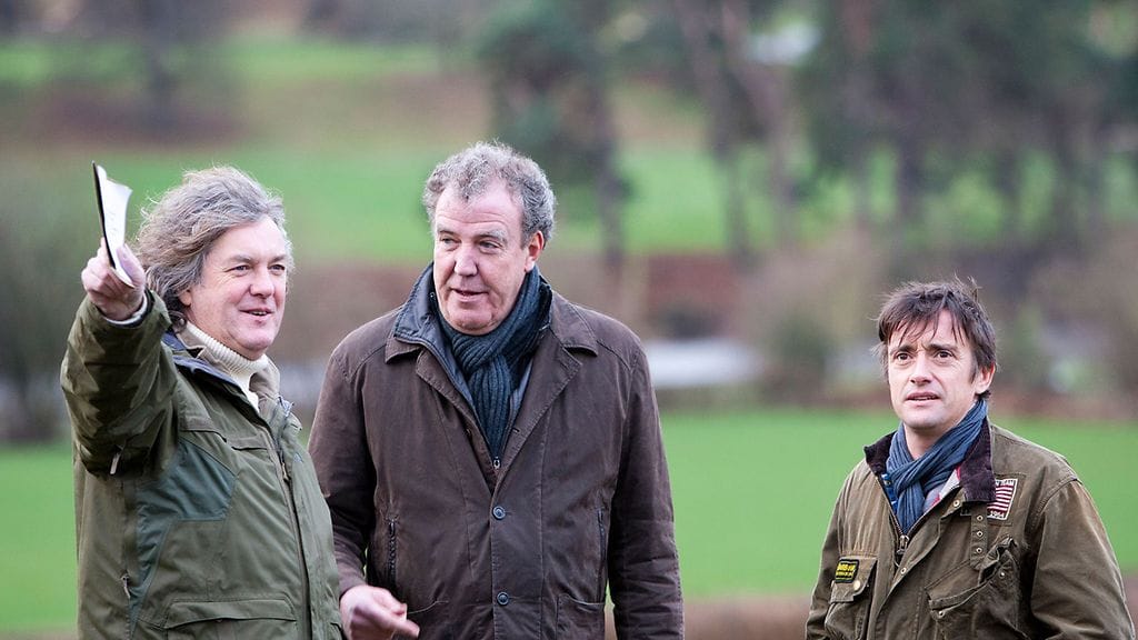 Top Gear -kollegat James May, Jeremy Clarkson ja Richard Hammond.