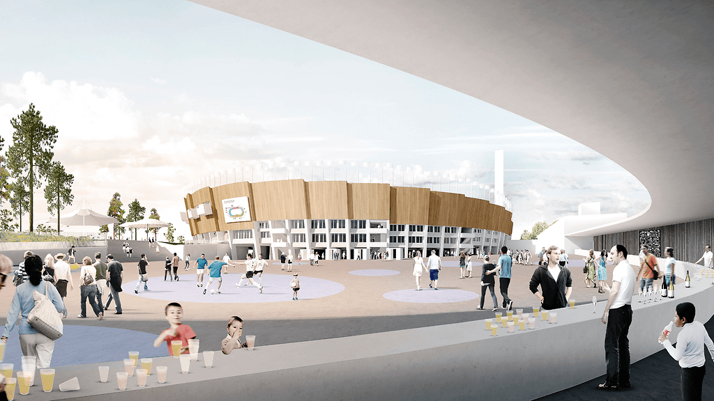 Olympiastadionin korjaus aloitettiin vuonna 2016. Havainnekuva.