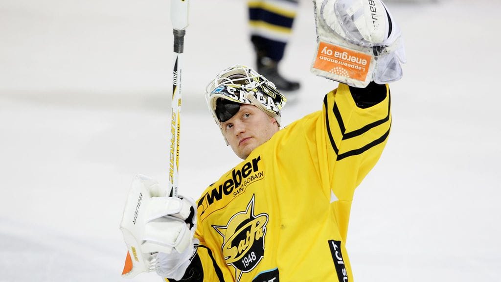SaiPa-maalivahti Jussi Markkanen torjui 25 laukausta joukkueensa 5-1-voitossa Pelicansista. (arkistokuva)