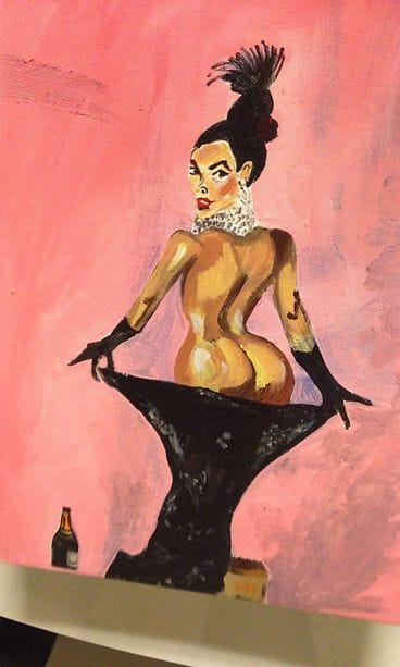 Kim Kardashianin peppukuvasta tehty maalaus