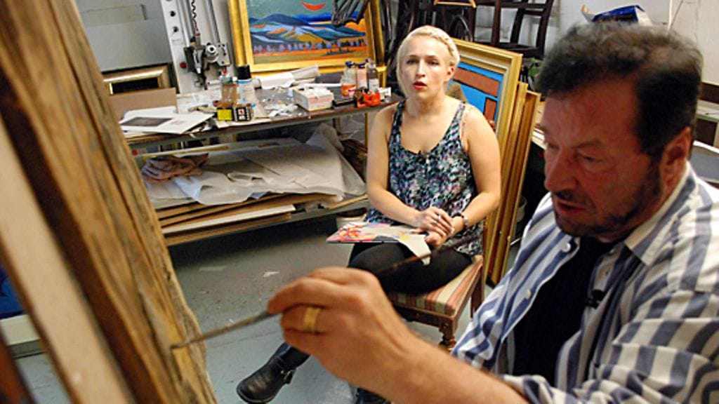 Anna Perho vieraili taiteilija Juhani Palmun luona. (Kuva: MTV3)