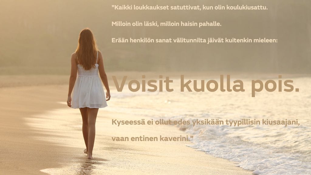 Kuvassa tekstinä MTV Lifestylen lukijan tarina.