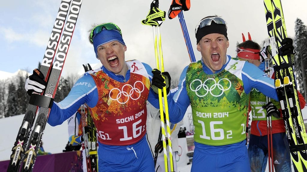 Iivo Niskanen ja Sami Jauhojärvi juhlivat Sotshissa.
