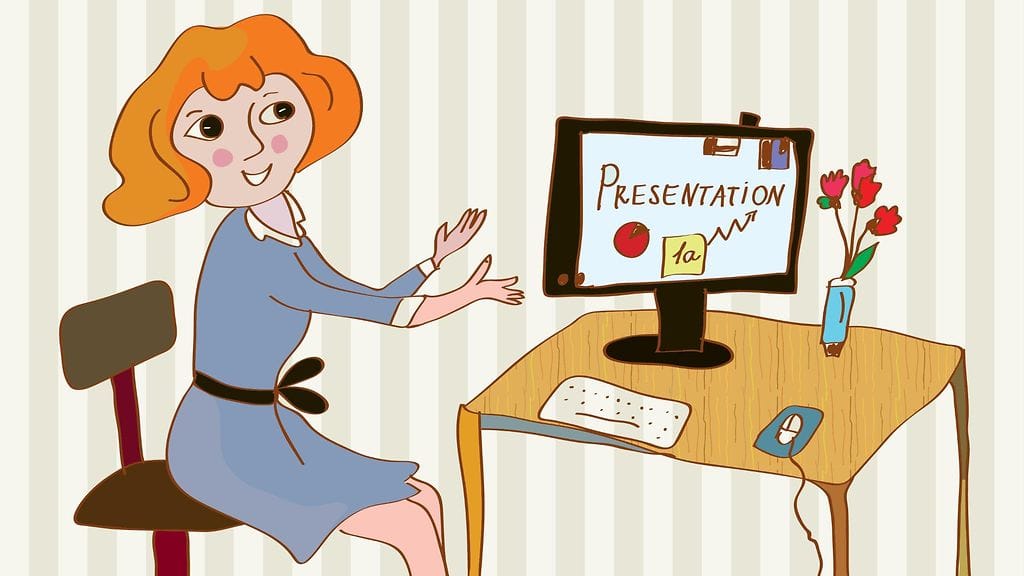 Nainen tekee työtä, piirros