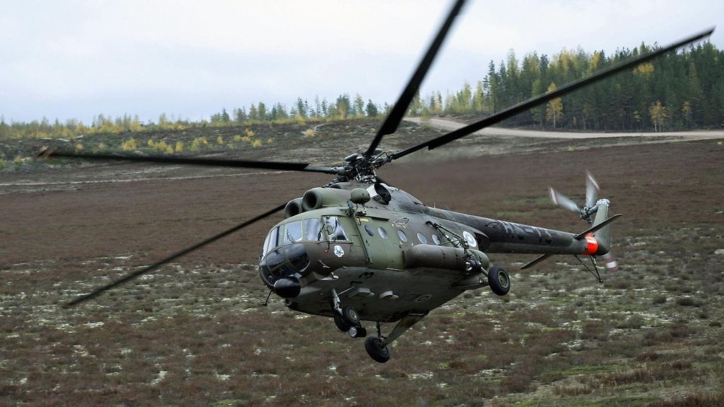 Arkistokuva Utin jääkärirykmentin helikopterista.
