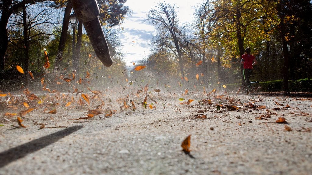 Lehtipuhaltimen desibelitaso voi olla jo kuulolle haitallinen.