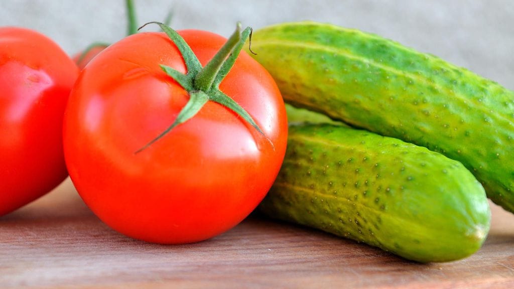 tomaatti, kurkku