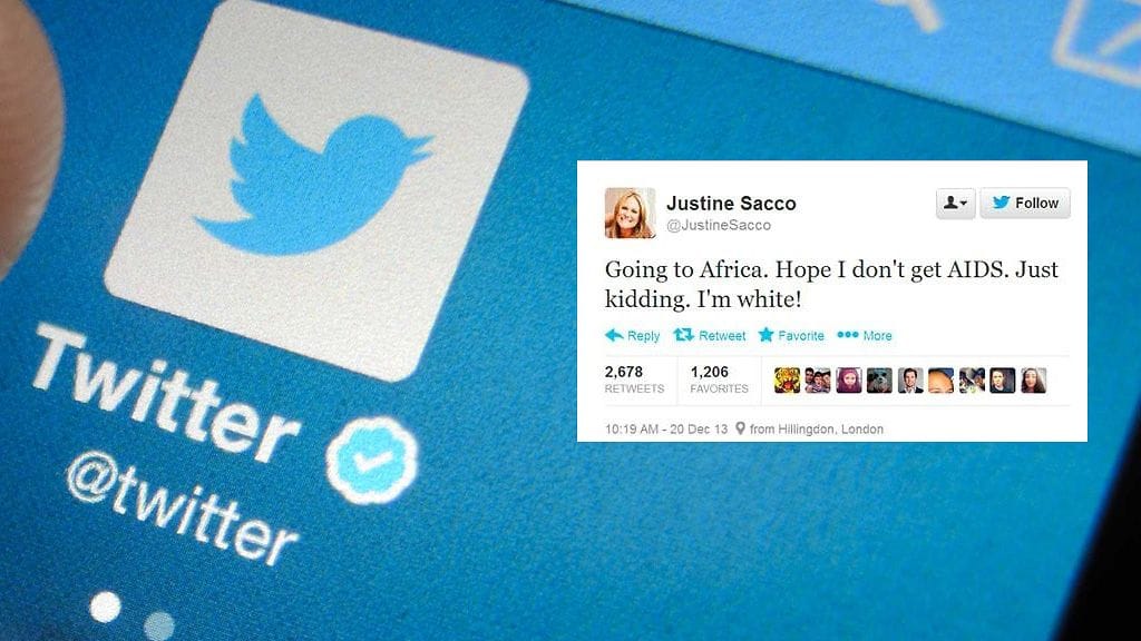 Saccon surullisenkuuluisa Twitter-viesti.