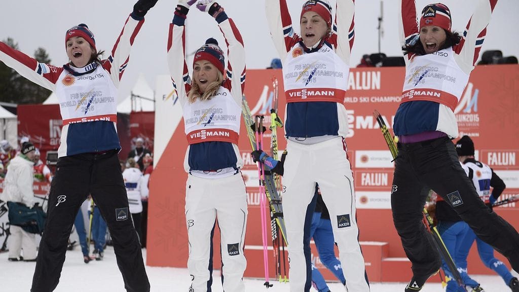 Norjalaista hiihtovoimaa: Heidi Weng, Therese Johaug, Astrid Uhrenholdt Jacobsen ja Marit Björgen.