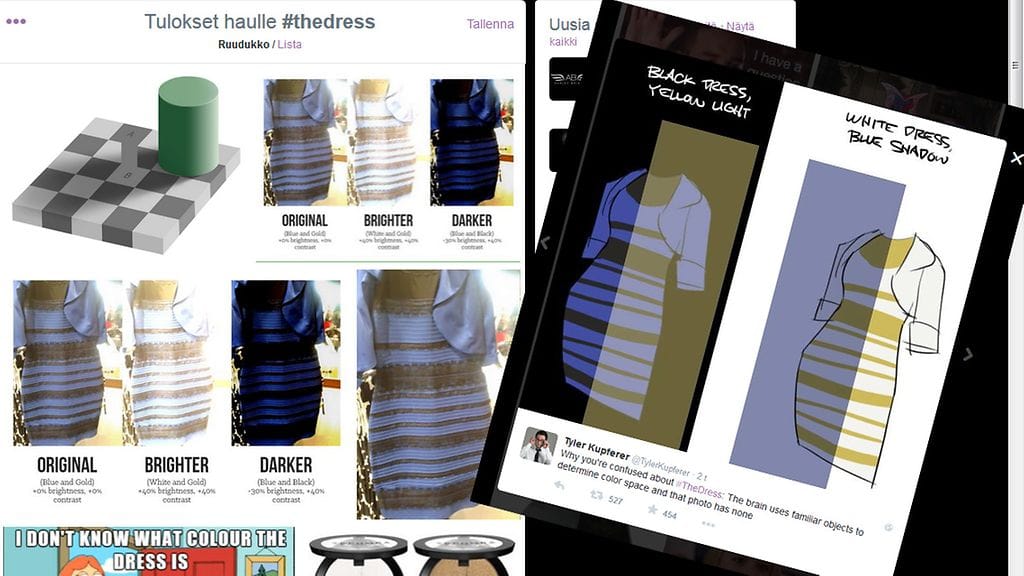 Kuvakaappaus Twitteristä: tulokset haulle #thedress