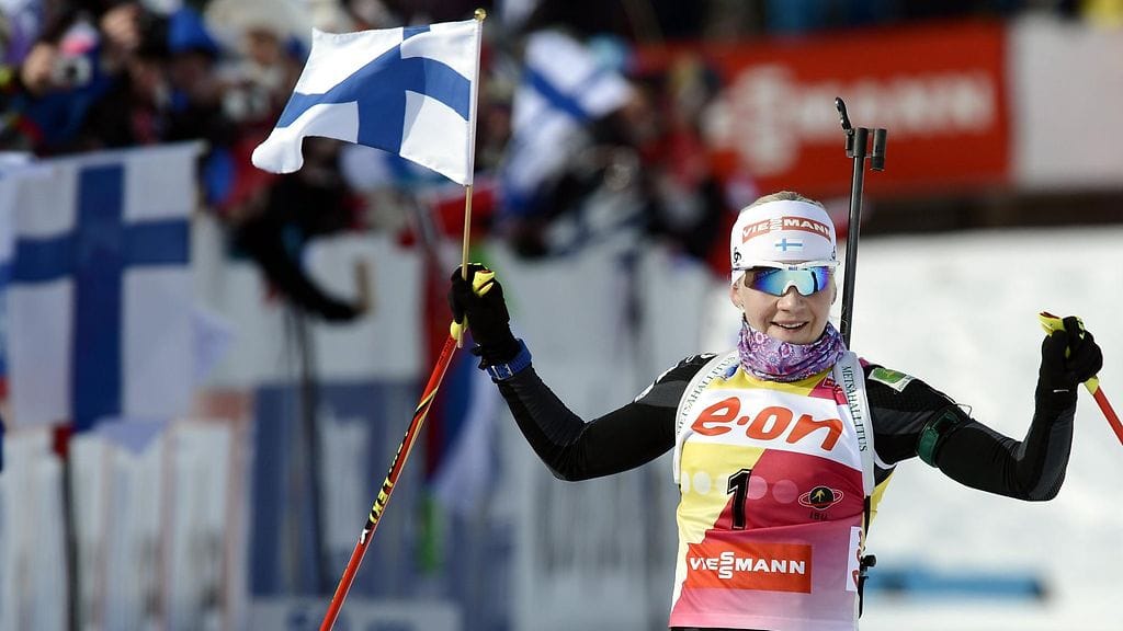 Kaisa Mäkäräinen hakee menestystä huomenna alkavista Kontiolahden MM-kisoista. Kuva viime vuoden maailmancupista.