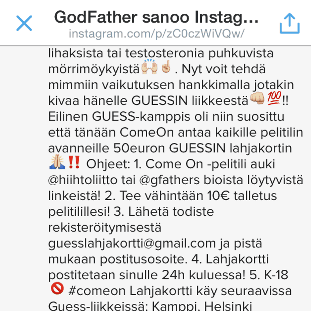 Markkinaviesti Instagram