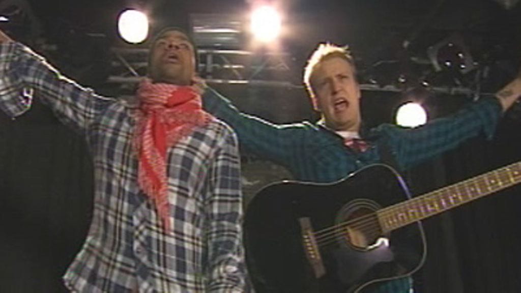 Jani ja Heikki kuvitteellisella keikalla. Kuva: MTV3.