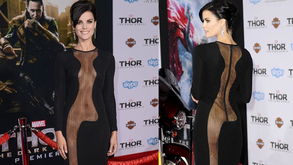 Tämä Jaimie Alexanderin rohkea mekko muuttui tavisnaisen yllä sangen rivoksi ilmestykseksi.