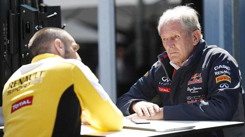 Renault'n toimitusjohtaja Cyril Abiteboul ja Helmut Marko.