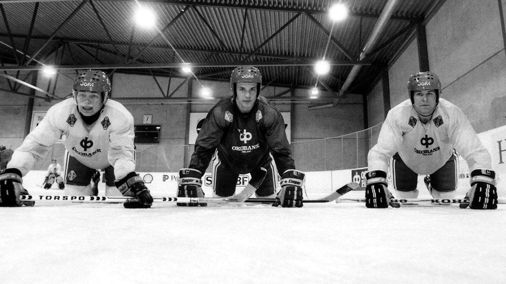 Petri Skriko, Christian Ruuttu, Raimo Summanen 1987