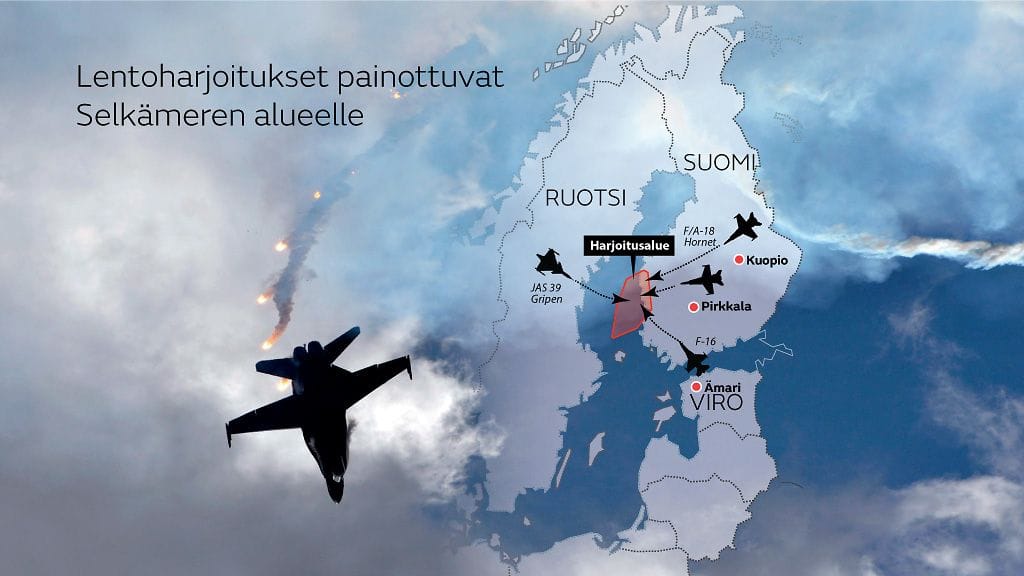 Harjoituksessa simuloidaan muun muassa tutkahakuisia AIM 120 - ohjuksia.