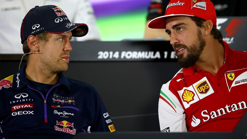 Fernando Alonson Ferrari-vuosien aikana Sebastian Vettel ajoi neljästi maailmanmestariksi.