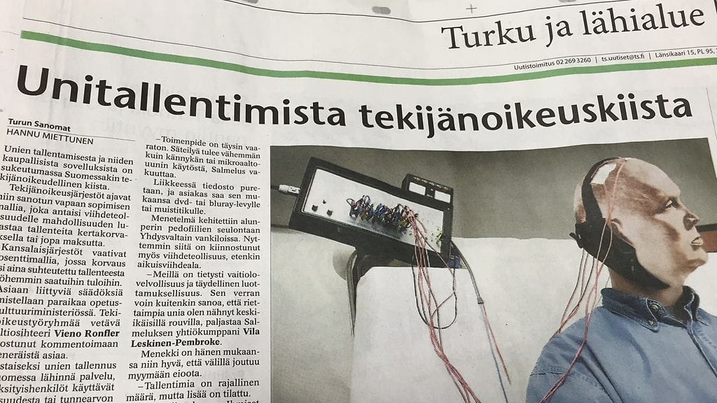 Turun Sanomat kertoo unitallentimista syntyneestä tekijänoikeuskiistasta.