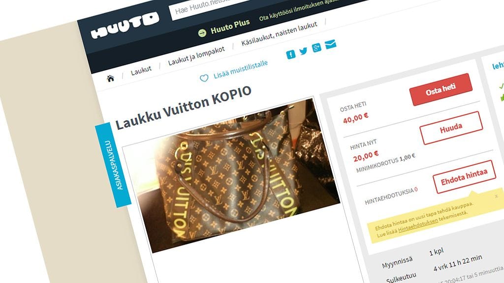 Muokattu kuvakaappaus Huuto.netistä.