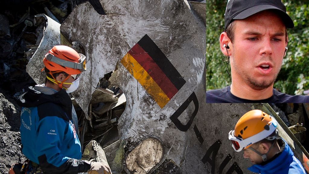 Germanwingsin turmassa kuoli 150 ihmistä. Koneen perämiehen Andreas Lubitzin (pieni kuva) epäillään lentäneen tahallaan päin vuorenrinnettä.