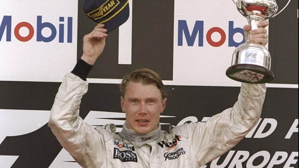 Mika Häkkinen voitti uransa ensimmäisen F1-osakilpailun Jerezissä vuonna 1997.