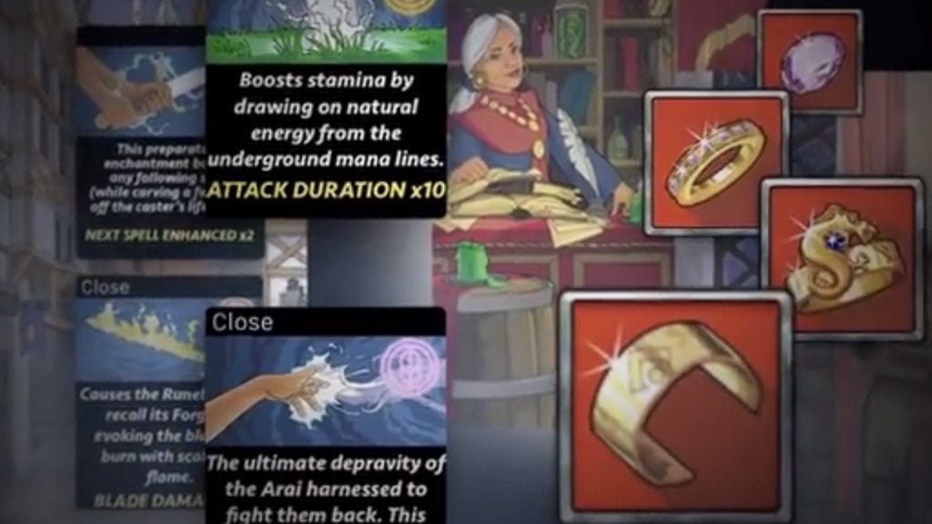 Runeblade on suomalaisen Everywear Games -peliyhtiön peli Applen älykellolle. Kuvakaappaus YouTubesta