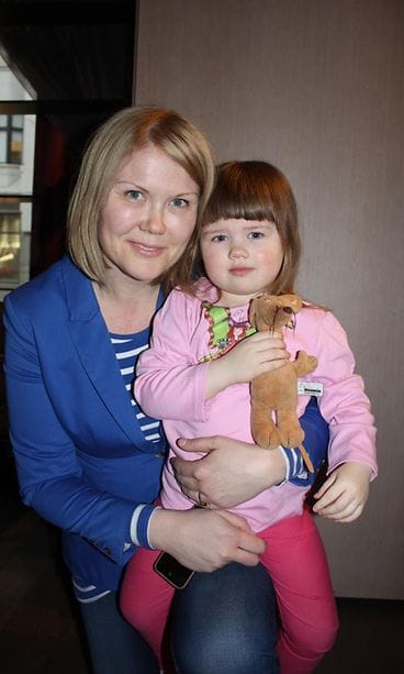 Sanna Kiiski ja 2,5-vuotias Mai-tytär 14.4.2015.