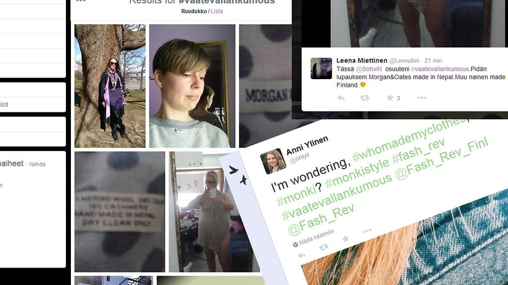 #Vaatevallankumous, kuvakaappaus Twitteristä.