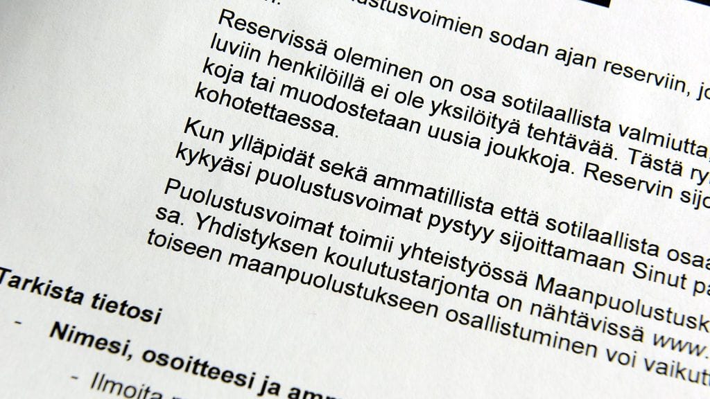 29370426 Puolustusvoimien reserviläiskirje