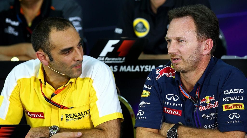 Cyril Abiteboul ja Red Bullin tallipäällikkö Christian Horner.