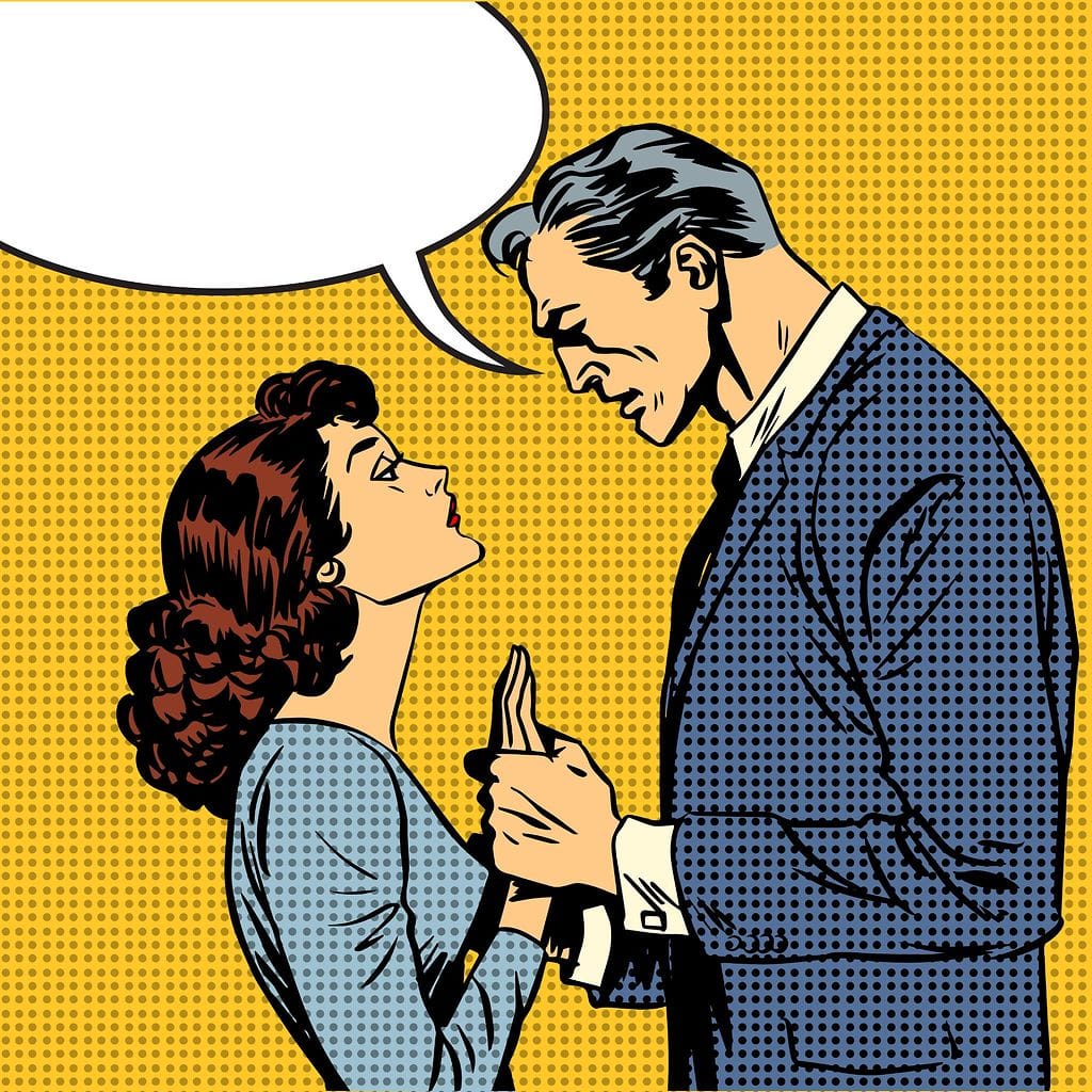 Miehen ja naisen välinen keskustelu.