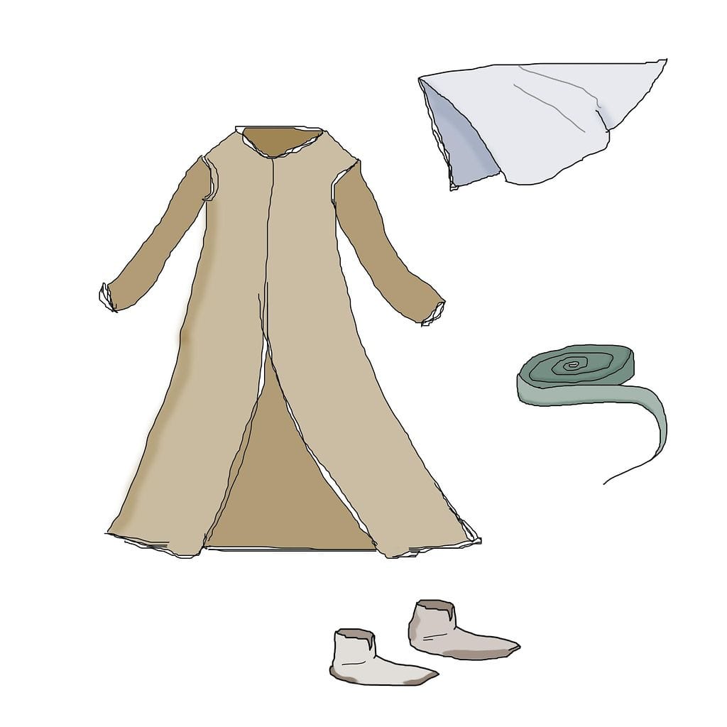 Naisten vaatteeita keskiajalla