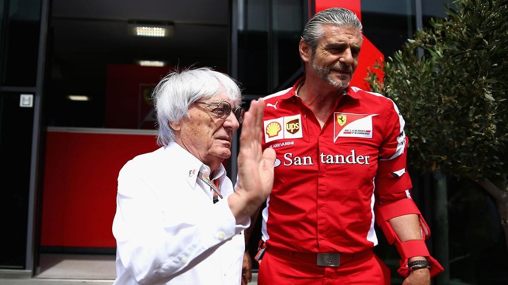 Bernie Ecclestone ja Maurizio Arrivabene.