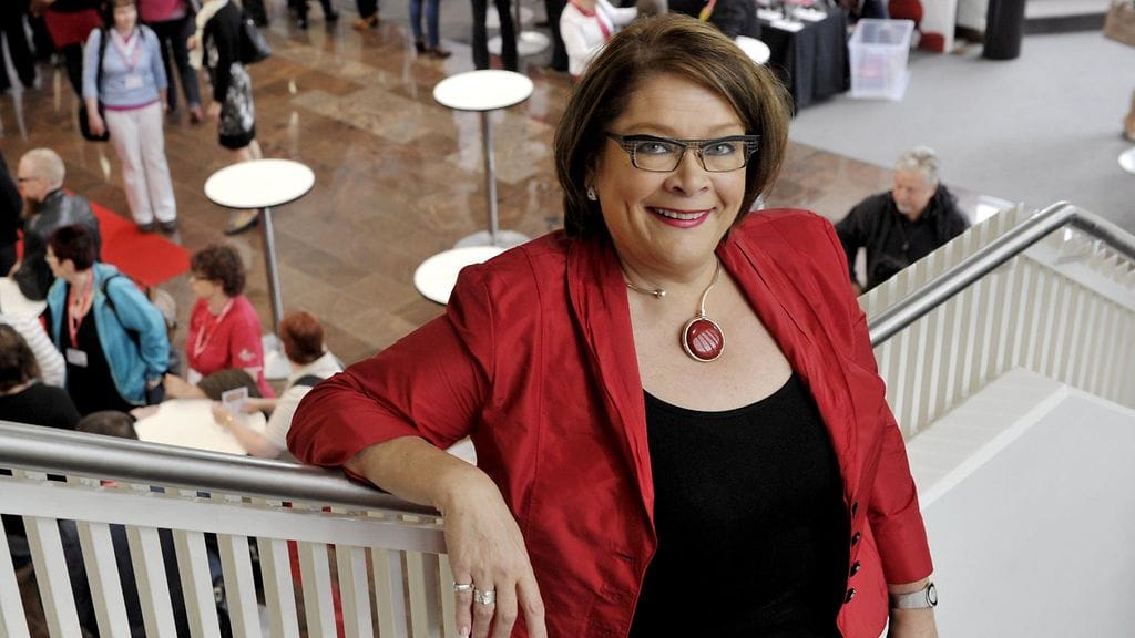 Puheenjohtaja Ann Selin Palvelualojen ammattiliitto PAMin  liittokokouksen avajaisissa Helsingin messukeskuksessa maanantaina 1.6.2015.