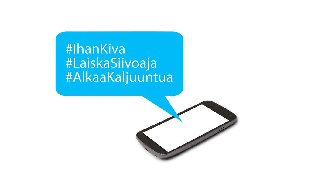 Puhelin ja hashtageja