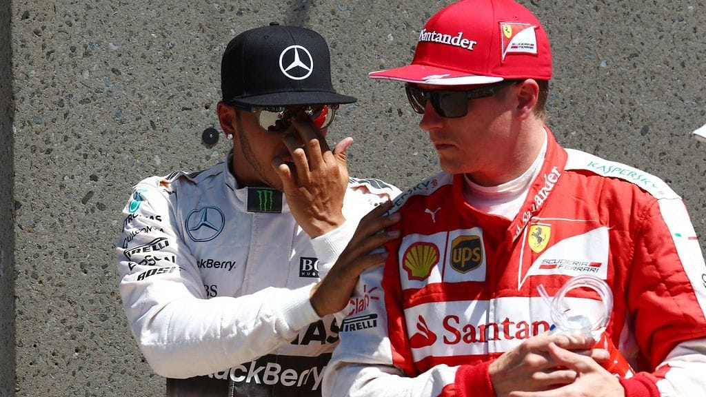 Lewis Hamilton ja Kimi Räikkönen Kanadan GP:ssä kesäkuun alussa.