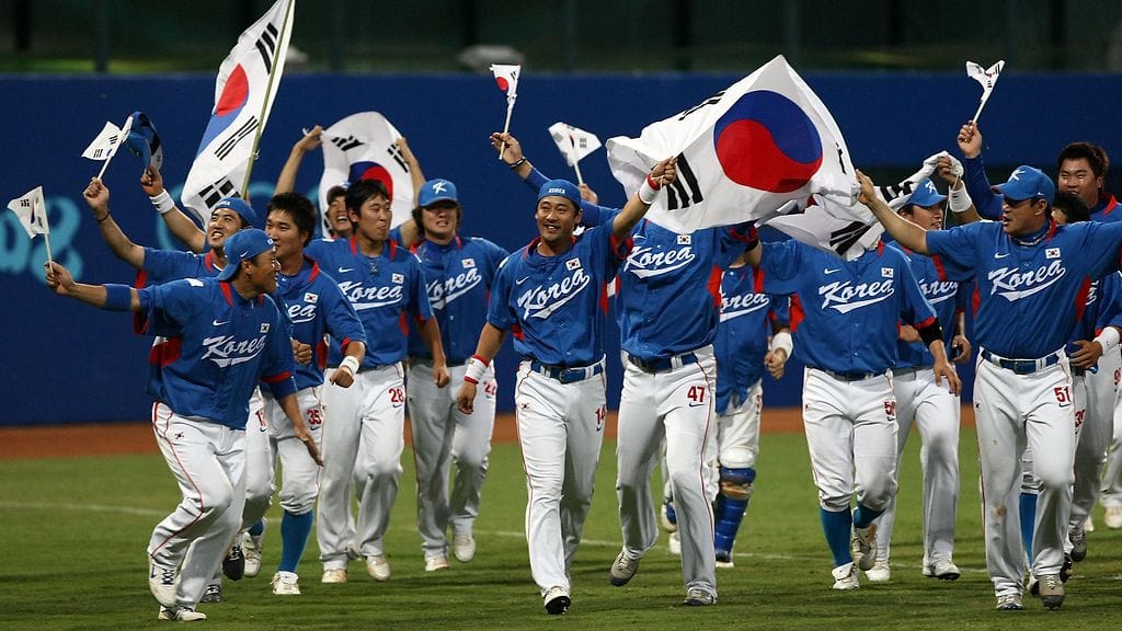 Korea juhli miesten baseballin olympiakultaa Pekingissä.