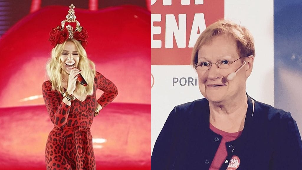 Kylie Minogue ja Tarja Halonen tapasivat Pori Jazzeilla.